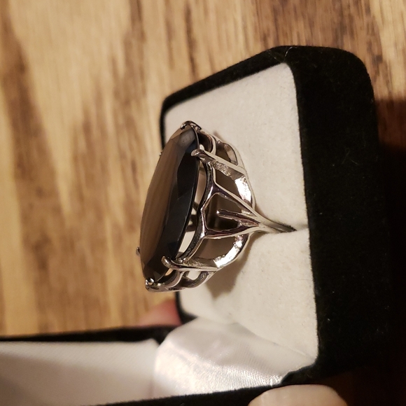Gorgeous Antique Sterling LARGE faceted Hematite Beauty